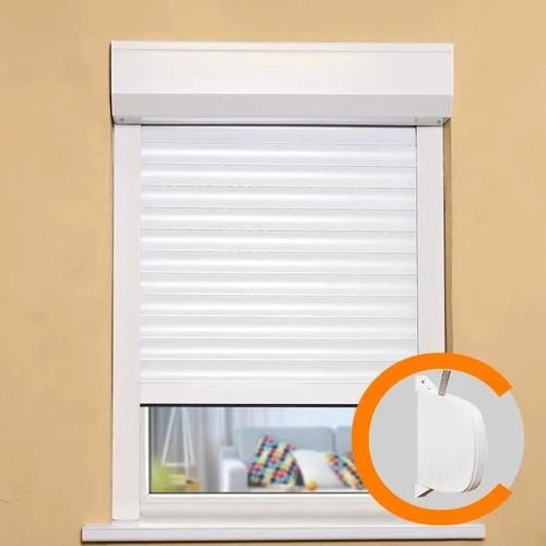 Volet roulant PVC - H 120 x L 120 cm recoupable - Manuvre manuel sangle -Blanc - France Combi