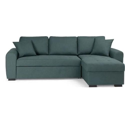 Canapé D'angle Convertible Réversible - Tissu Vert - L 244 X P 151 X H 90 - Hamilton