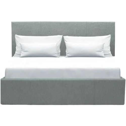 Lit Coffre Adulte Martin - Couchage 140x190 Cm - Gris Clair - Sommier A Lattes - L 201 X P 146 X H 99 Cm