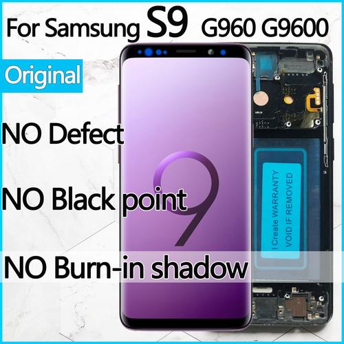 Écran Tactile Lcd Amoled De Remplacement Avec Châssis Sans Brûlure Ni Ombre Pour Samsung Galaxy S9 G960 G9600 Original