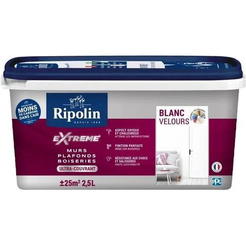 Peinture Extreme murs et plafonds - Blanc velours - RIPOLIN - 2.5 L