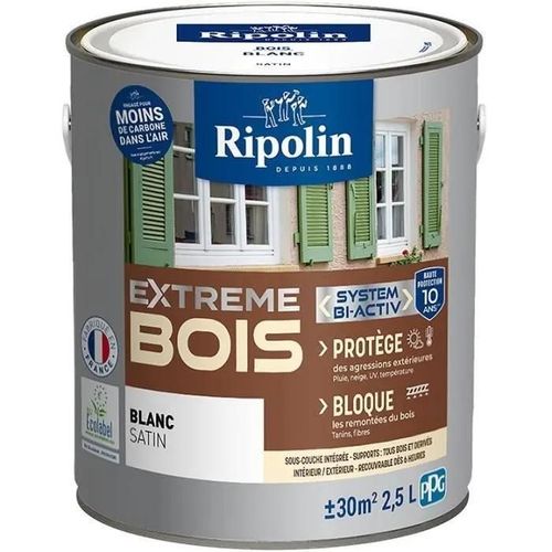 Peinture Ripolin EXTREmE BOIS microporeuse satin 2L5 Blanc