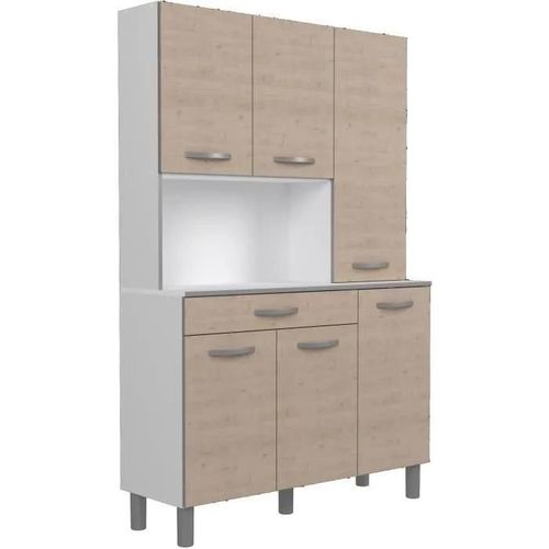 Oslo Buffet De 120 Cm - 1 Tiroir Et 6 Portes - L 120 X P 40 X H 185 Cm - Coloris Chene