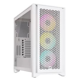 Boitier PC Moyen Tour E-ATX Corsair iCue 4000D Airflow RGB avec panneaux vitrés - Blanc
