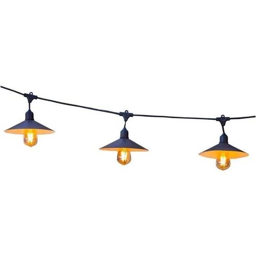 Guirlande Solaire Vintage 10 Ampoules Vinty Light Solar Noir Acier 6m 10xe27