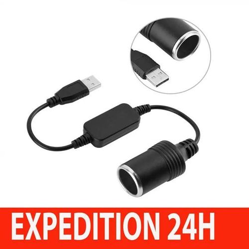 Port Usb Vers 12v Allume-Cigare Pour Voiture Adaptateur D\'alimentation Câble