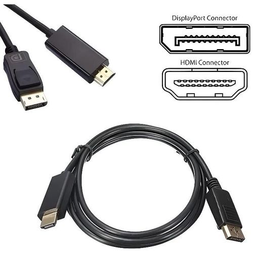 Kabalo 1.8m DisplayPort DP vers HDMI "mâle-mâle " LCD TV HD POUR ORDINATEUR PORTABLE AV CÂBLE ADAPTATEUR Câble M - M (Noir)