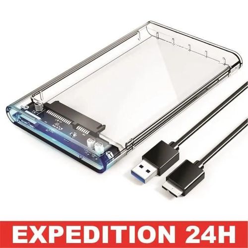 USB 3.0 Boîtier Externe pour Disque Dur 2,5", SATA III 6Gb/s, pour HDD et SSD DE 2,5 Pouces et 7/9,5 mm, sans Outil, Haute Vitesse,