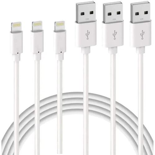 Lot De 3 Câble De Chargeur Iphone 1m Fil Lightning Charge Rapide Pour Iphone 11 Pro Xs Max Xr X 8 7 6s 6 Plus 5 Se Ipad, Cordon Bla