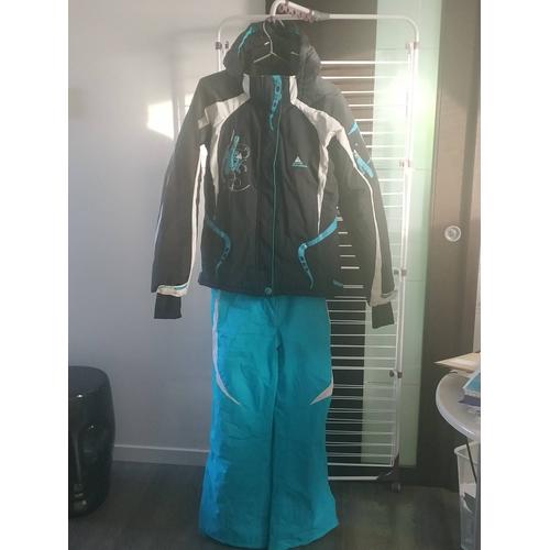 Blouson De Ski Peak Moutain Turquoise Et Noir. T16 Ans