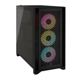 CORSAIR iCUE 4000D RGB Airflow - Mid tower - ATX étendu - panneau latéral fenêtré (verre trempé) - pas d'alimentation (ATX) - noir - USB/Audio