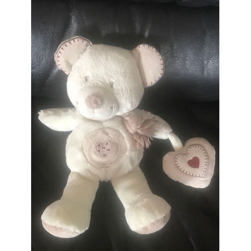 Doudou Ours Pommette Mon C?Ur Écharpe Beige 24cm