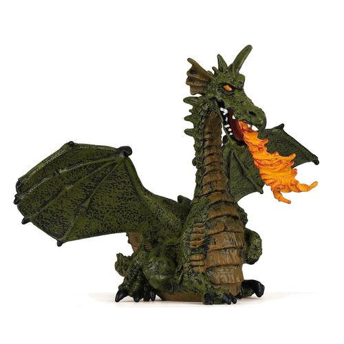 Le Monde Enchante Dragon Ailé Vert Avec Flamme