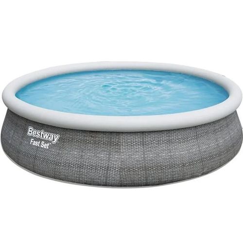 Piscine hors sol Fast Set motif rotin gris - 457 x 107 cm avec pompe