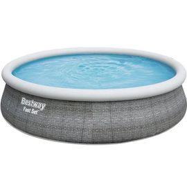 Piscine hors sol Fast Set motif rotin gris - 457 x 107 cm avec pompe