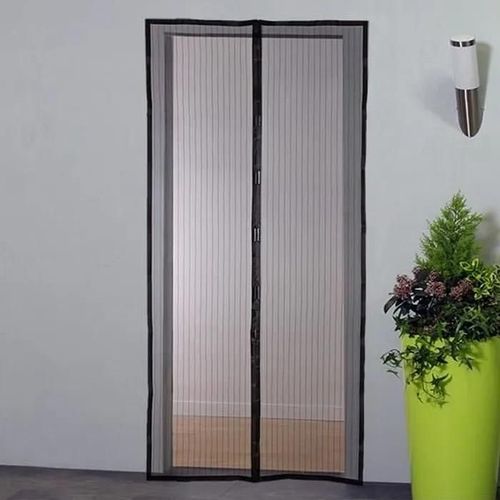 Moustiquaire Rideau Pour Porte  Magnetique - H230 Cm X L100 Cm - Polyester Noir