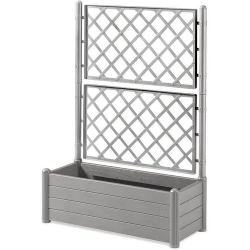 Stefanplast - Bac A Fleur Italia - Rectangulaire Avec Treillis Stone Gris