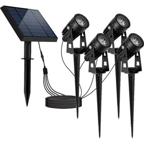 Quatre Spots Solaires Reliés 4x Roundy Noir Plastique 200lm