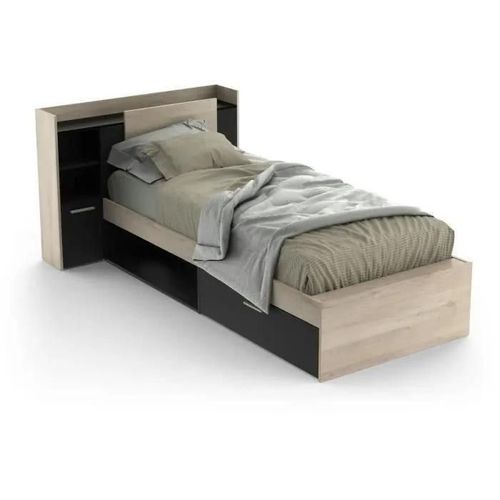 Lit En 90x190/200 Cm 1 Tiroir Effet Bois - L124,5 Cm
