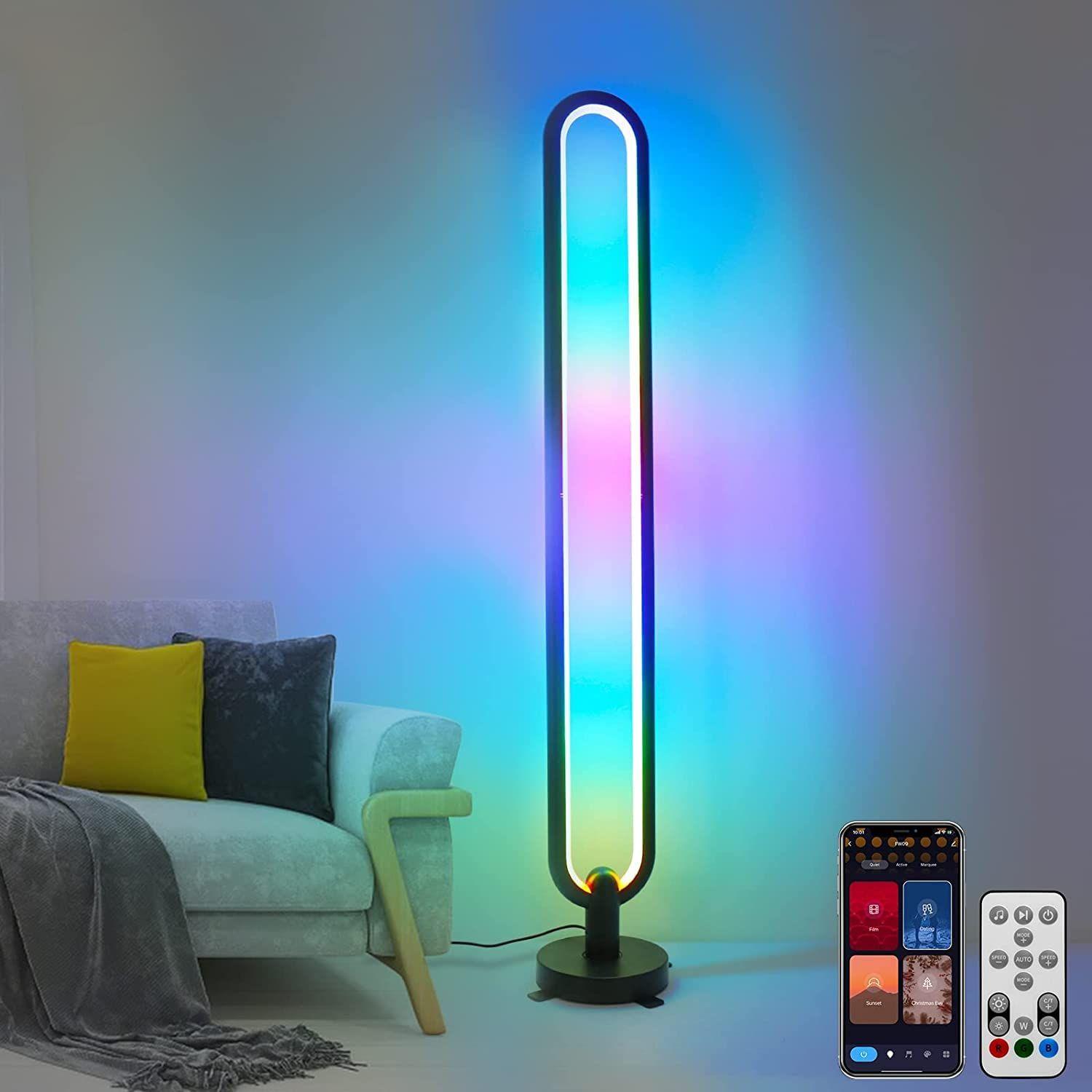 Lampadaire LED Bluetooth, RGB LED Lampadaire Salon sur Pied Moderne Lampe d' Ambiance Multicolore Dimmable avec Télécommande et[423] - Cdiscount Maison