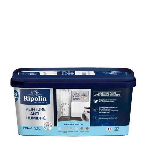 Peinture Antihumidité RIPOLIN 2,5L Gris Souris Satin