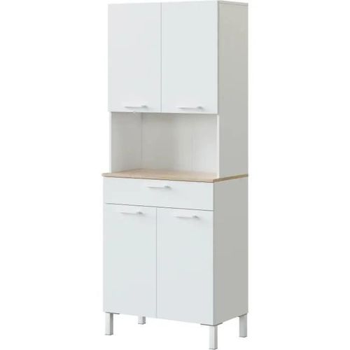 Buffet De Cuisine "Kira" - 4 Portes + Tiroir - 186 X 72 X 40 Cm - Blanc