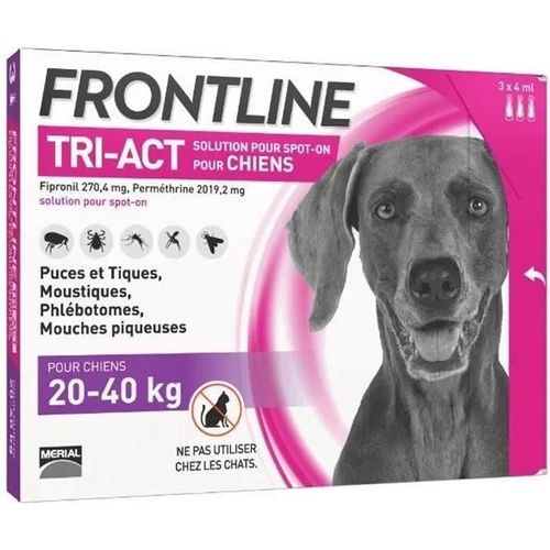 Frontline 3 Pipettes Tri-Act - Pour Chien De 20 A 40 Kg