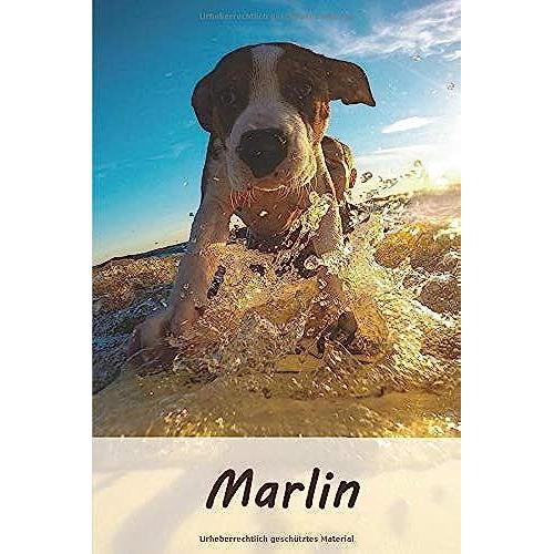 Marlin: Tagebuch / Journal Personalisiertes Notizbuch Marlin - Individuelles Namensbuch Mit Hunde Motiv | Din A5 100 Seiten | Liniert