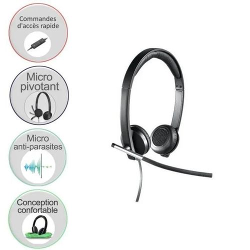 Casque USB Logitech Stereo H650e - Micro-casque - sur-oreille - filaire