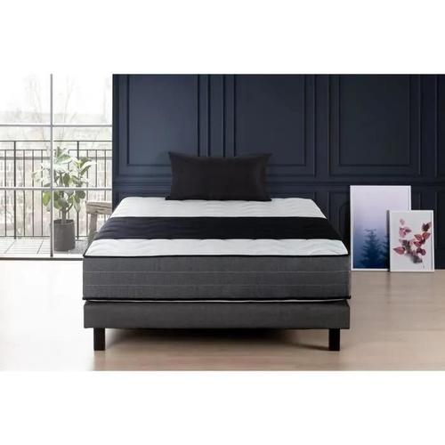 Deko Dream Ensemble Matelas Sommier 160x200 Cm - Mousse Mémoire - 28cm - 5 Zones - Ferme - Hotel Premium Lux