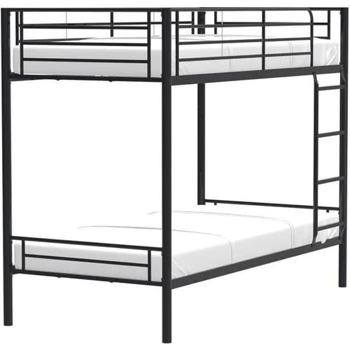 Lits Superposés Séparables 2 X 90 X 190 Cm En Métal - Noir - Sommiers Inclus - Alice