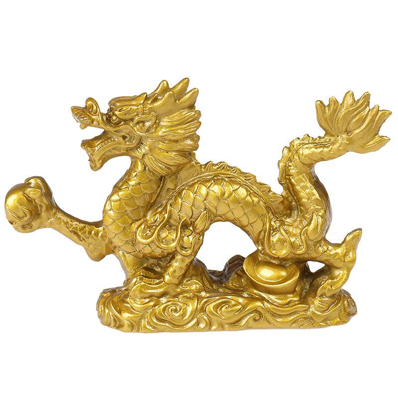 Zodiaque Chinois Dragon D'Or Statue DéCoration Animale DéCoration de la