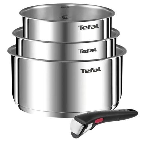 Tefal L896s404 Ingenio Emotion Set 3 Casseroles 16/18/20 Cm+1 Poignée - Inox - Tous Feux Dont Induction