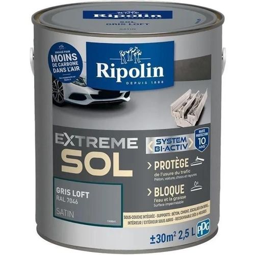 Peinture sol haute résistance satin gris loft 2.5L Ripolin