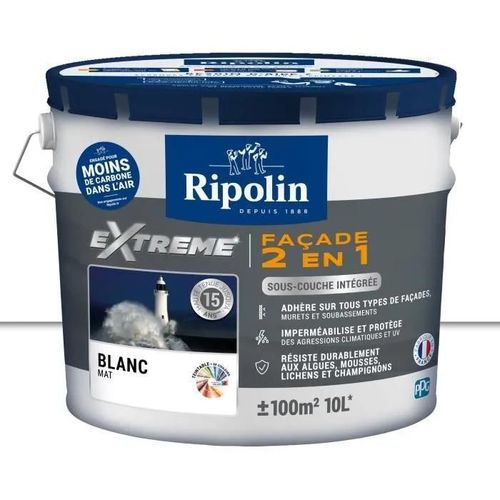 Peinture Ripolin EXTREME FACADE blanc mat 10L