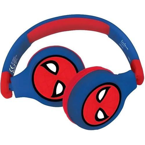 Lexibook Spiderman HPBT010SP - Écouteurs avec micro - sur-oreille - Bluetooth - sans fil, filaire - jack 3,5mm - bleu, rouge