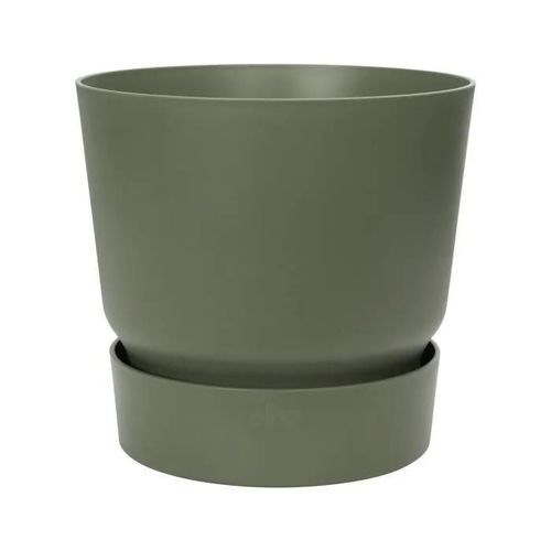 Elho Pot De Fleurs Rond Greenville 25 - Extérieur - Ø 24,48 X H 23,31 Cm - Vert Feuille