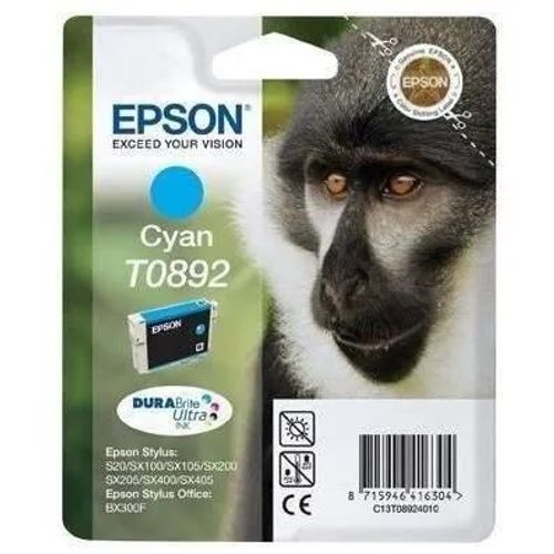 Epson T0892 - 3.5 ml - cyan - originale - blister - cartouche d'encre - pour Stylus S21, SX105, SX110, SX115, SX210, SX215, SX400, SX410, SX415; Stylus Office BX300