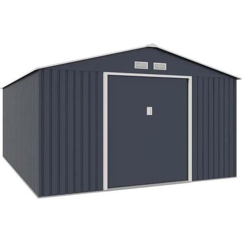 Abri De Jardin En Métal 15,16 M² - Kit D'ancrage Inclus - Gris Anthracite