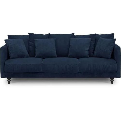 Constance Canapé Droit Fixe 4 Places - Tissu Bleu - Classique - L 212 X P 93 Cm