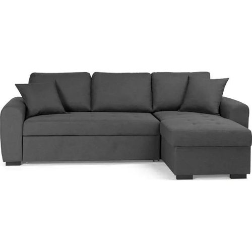 Canapé D'angle Convertible Réversible 4 Places - Tissu Gris - Contemporain - L 244 X P 151 X H 90 - Hamilton
