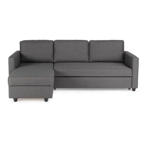 Canapé D'angle Convertible Réversible 3 Places - Tissu Gris - Contemporain - L 222 X P 150 X H 86 Cm - Cats