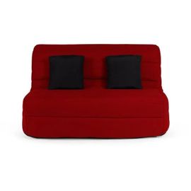 Dunlopillo Banquette Bz - Tissu Rouge + 2 Coussins Noir - L 140 X P 99 X H 98 Cm - Made In France - Alice