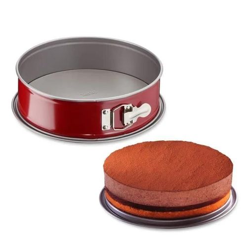 Tefal Moule A Charniere Delibake En Acier - Ø 25 Cm - Rouge Et Gris