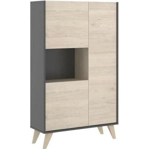 Buffet Haut Kolyma - 3 Portes & 1 Niche - Coloris : Chêne & Anthracite