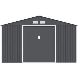 Abri De Jardin En Métal 10.78 M2 - Kit D'ancrage Inclus - Gris Anthracite