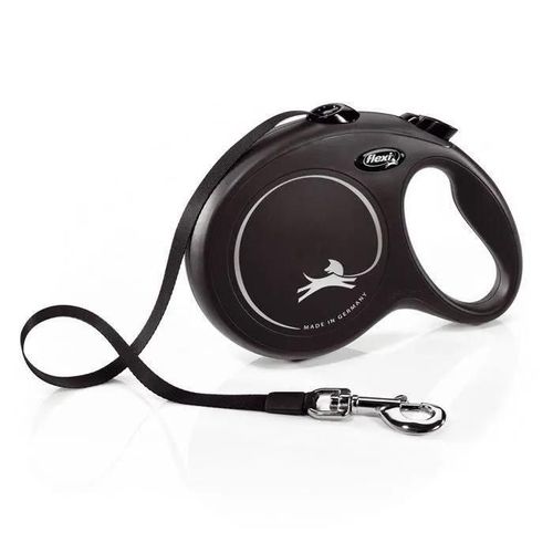 Flexi New Classic Laisse Sangle - L : 8 M - Noir - Pour Chien