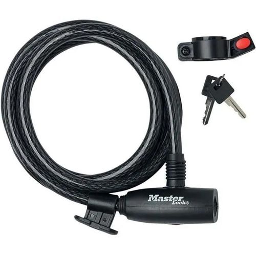 Master Lock Cable Antivol Vélo [1.8 M Câble] [Clé] [Extérieur] [Support Fixation Vélo] 8232eurdpro