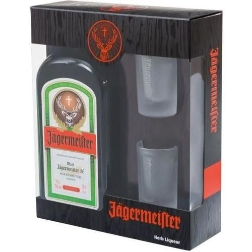 Liqueur Jagermeister - Liqueur Herbale - Allemagne - 35%Vol - 70cl - Coffret Avec 2 Verres