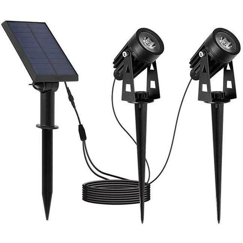Doubles Spots Solaires Reliés 2x Roundy Noir Aluminium 200lm